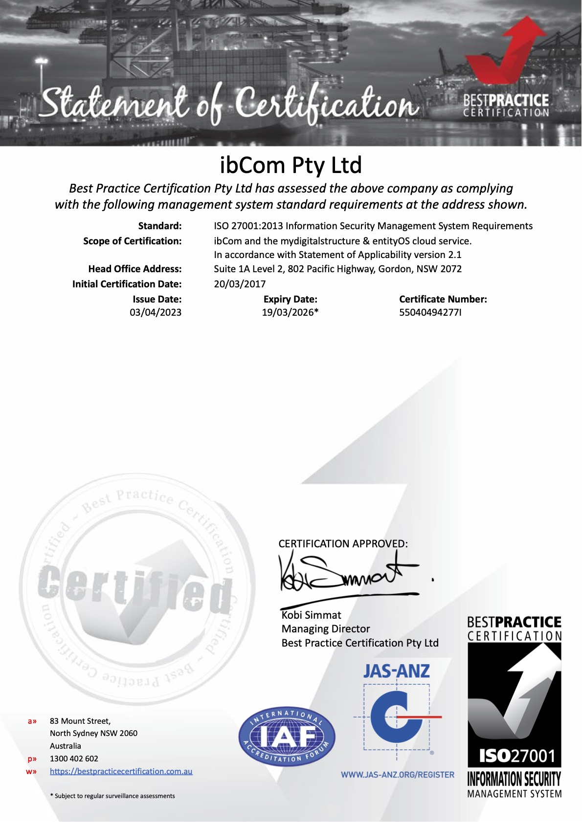 ibCom-ISO27001-Certificate